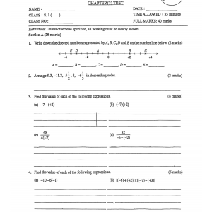 Leung Shek Chee College 24-25 S.1 Marths Chapter2 Test